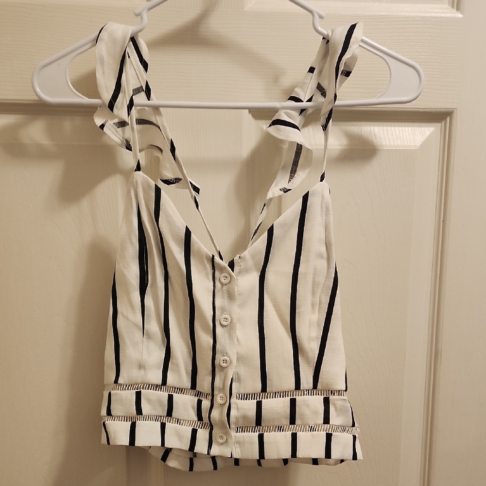 SHEIN Black and White Striped Crop Top
